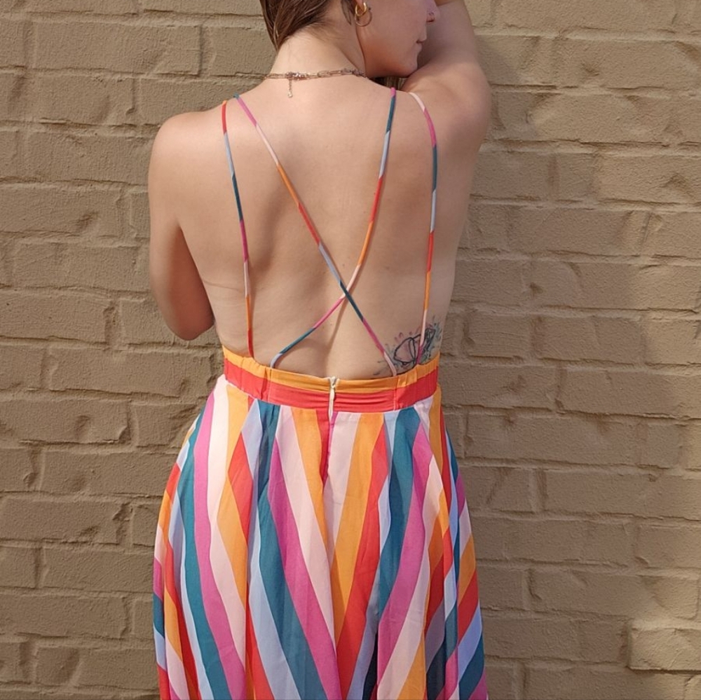 Colorful mini strap dress